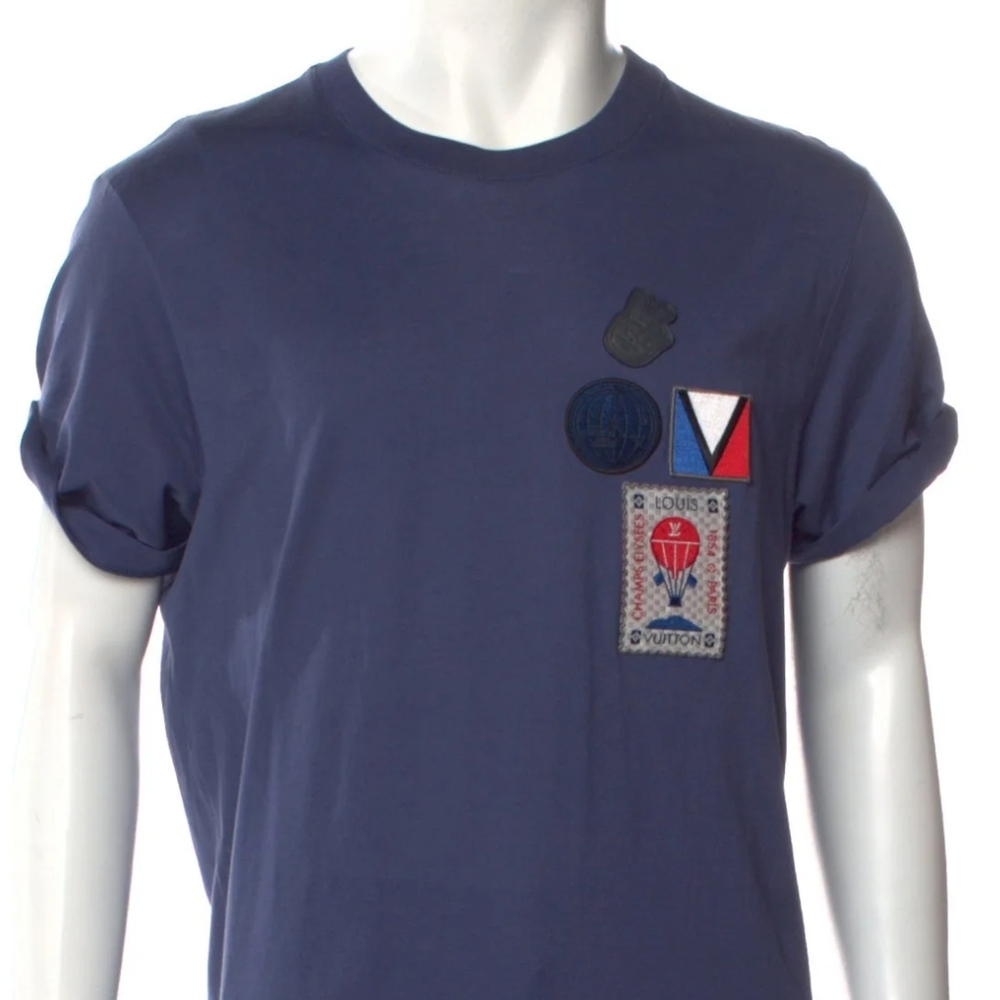 Gucci Navy Graphic Tee with Patches